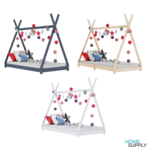 Kids Wooden Bed Frame Solid Pine Wood Childrens Toddler Tipi Style Bed F... - £83.31 GBP+
