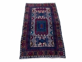 3 X 5 Vintage Handmade Tribal Wool Rug Balouchi Rug Afghan Rug Red Beige... - $197.65