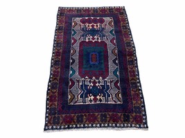 3 X 5 Vintage Handmade Tribal Wool Rug Balouchi Rug Afghan Rug Red Beige Nice - £155.47 GBP