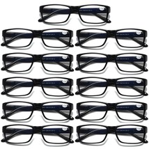 11 PK Mens Unisex Blue Light Blocking Reading Glasses Black Spring Hinge Readers - £16.88 GBP