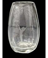 Kosta Boda Elis Bergh Art Glass Etched Deco Vase Vintage Signed 6&quot; - £38.32 GBP