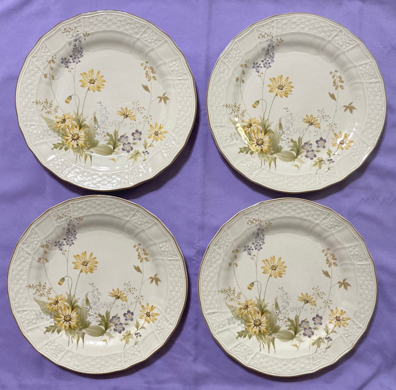 Vintage Mikasa Fine Ivory Spring Meadow salad or bread plates set of 4 Japan - $22.00