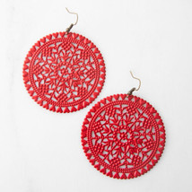 Plunder Earrings (New) Anastyn - Red Filigree W/ Decorative Design 3&quot; (PE740) - £12.86 GBP