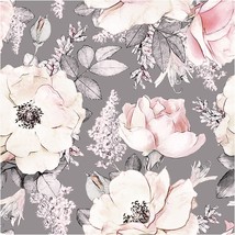 Haokhome 93012-2 Peony Peel And Stick Floral Wallpaper Removable Grey/Pink Vinyl - £31.96 GBP