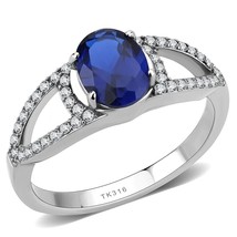 2Ct Oval Cut Halo CZ London Blue Stainless Steel Wedding Ring Sz 5-9 - £47.79 GBP