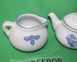 Vintage Pfaltzgraff Teapot And Creamer Blue Gray Yorktowne Pattern Set - $34.64