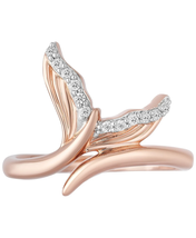 Enchanted Disney Diamond Ariel Mermaid Tail Ring Rose Gold Plated Sterling Silve - £51.50 GBP