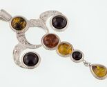 Gorgeous Sterling Silver Multi-Color Amber Cabochon Pendant Poland V-8 - $508.87