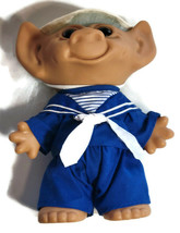 Vintage Troll Doll Wishnik Sailor Blue Suit &amp; Hair Uneeda 8&quot; Tall - £27.96 GBP