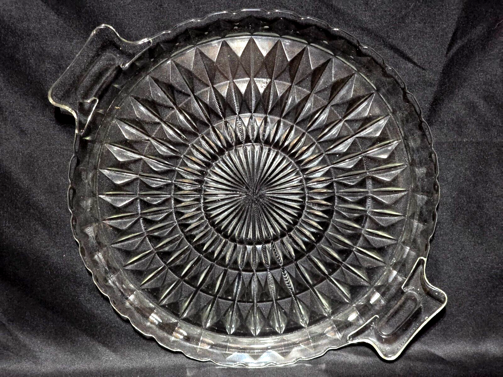 Vintage JEANNETTE GLASS 11&quot; Sandwich Cake Plate WINDSOR CLEAR - Circa 19... - $15.82