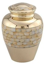 Large/Adult 200 Cubic Inch Elite Mother of Pearl Brass Funeral Cremation Urn - £167.25 GBP
