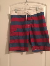 Old Navy Men&#39;s  Blue Red Striped Swim Shorts Drawstring Size Medium - £24.07 GBP