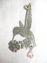 Big Hummingbird with Flower and Pink Droplet Crystal Dangle Suncatcher O... - €25,92 EUR