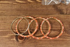 Set of (3) Orange Beaded Bangle Bracelets - £6.75 GBP