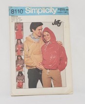 Hooded Pullover Top Unisex Sewing Pattern 8110 Simplicity 1977 Size Medi... - $14.84
