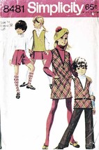 Vtg 1969 Girl&#39;s JUMPER/TUNIC, BELL-BOTTOM Pants &amp; Pantskirt Pattern 8481-s Sz 14 - £9.59 GBP
