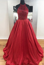 Elegant Halter Beaded Long Prom Dresses for Women - £135.57 GBP