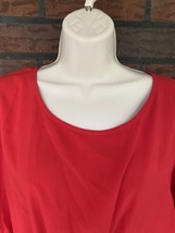 Red Short Sleeve Dress XS Drawstring Waist Lined Bright Soft Fun Tee-Shirt Shift - £1.51 GBP