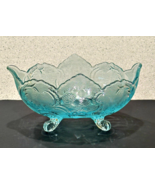 Jeannette Light Blue Glass Fruit Bowl Lombardi Footed Oval Textured Vint... - £14.27 GBP