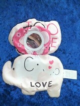 Carters Child of Mine Stuffed Plush Pink Black Elephant Clip On Ring Link Toy - £15.56 GBP