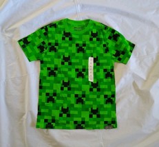 Jinx Boy&#39;s Short Sleeve Crew Neck Green Black Minecraft T-shirt Size Large - £11.03 GBP