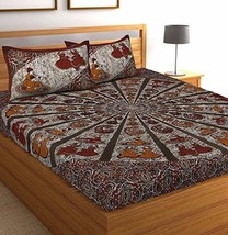 Traditional Jaipur Cotton Printed Bedsheet, Rajasthani Jaipuri Bedcover ... - £26.37 GBP