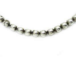 Old Pawn Taxco Mexico 8mm &quot;Navajo Pearl&quot; Sterling Silver Bead Necklace 16.25&quot; - £119.90 GBP