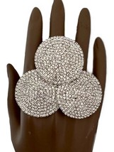 2.75&quot; Clear Rhinestones Adjustable Big Statement Cocktail Party Stage Ring - $18.05