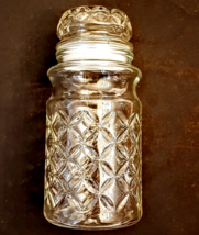 Planters Mr Peanut Glass Apothecary Jar Canister VTG 1984 Quilted Diamond 7.5&quot; - £13.95 GBP