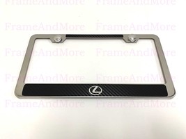 1 LEXUS LOGO Carbon Fiber Style Stainless Steel Chrome Metal License Plate Frame - $13.22