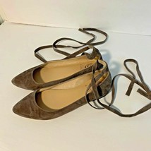 Vince Camuto Womens Sz 7.5 Flat Ankle Strap Tie Up Shoes Brown Bevian - £18.03 GBP