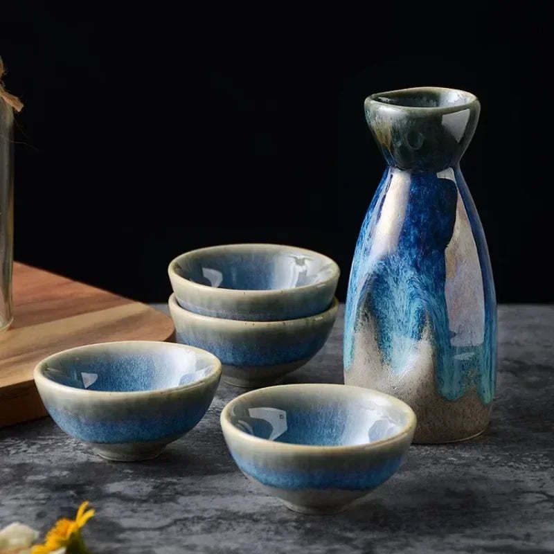 Vintage Japanese Ceramic Bar Set 1 Pot 4 Cups Gift - £21.75 GBP+