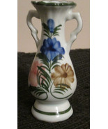 Unmarked Porcelain Vase Handles Hand Painted Floral  Centerpiece #31 - $15.66