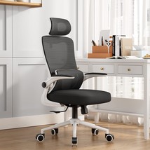 Office Chair Height-Adjustable Ergonomic Desk Chair With Self-Adaptive, White - £103.33 GBP