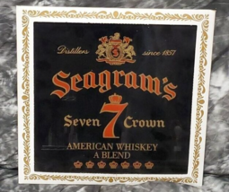 VINTAGE 1980s Seagram&#39;s 7 Crown Whiskey Framed Carnival Mirror - $49.49