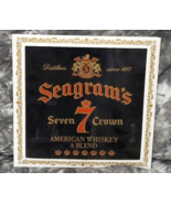 VINTAGE 1980s Seagram&#39;s 7 Crown Whiskey Framed Carnival Mirror - £38.91 GBP