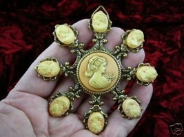 (cs23-151) PONYTAIL Lady orange CAMEO 9 cameos Jewelry ornament hanging - £49.32 GBP