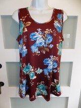 Lularoe Burgundy Sleeveless Floral Tank Top Size XL Women&#39;s - $15.98