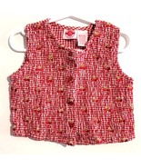 Authentic Kids Smocked Plaid Cherry Print Sleeveless Vest Top Size Mediu... - $380.13 MXN