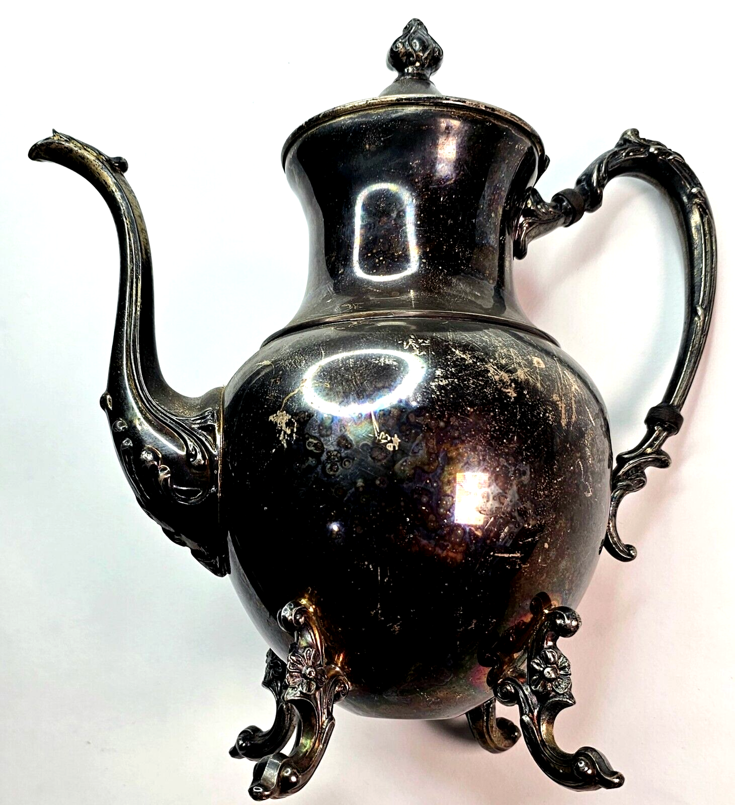 Primary image for Antique Vintage Sheridan Silver plated Copper Heavy Tea Coffee Pot  11" tall
