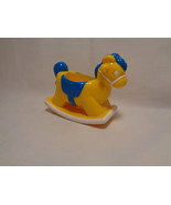 Plastic Dollhouse Miniatures Rocking Horse Yellow Blue - £1.53 GBP