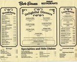 Bob Evans Farm&#39;s Restaurants Delightful Dinners Menu 1982 - £14.10 GBP