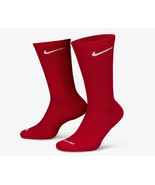 2  PAIR NIKE EVERYDAY PLUS Performance Cushion Crew Socks RED WHITE WOME... - $25.53