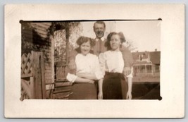 RPPC Man With Two Woman Postcard T24 - £5.46 GBP