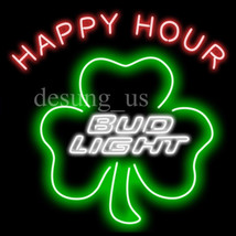 New Budweiser Clover Bud Light Happy Hour Light Logo Beer Neon Sign 24&quot;x20&quot; - £200.45 GBP