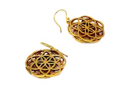 Flower of Life Earrings, Gold Mandala Hoops, Yoga Earrings for Gift - £11.99 GBP