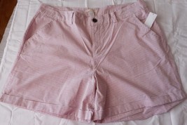 Women&#39;s Missy Canyon River Blue Chino Shorts Size 16 Pink Striped New W Tags - $17.79