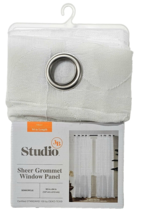 Studio 3B Sheer Grommet Window Panel Semicircle 50x84in White Polyester ... - $41.99