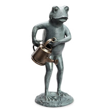 SPI Aluminum Frog with Watering Can Garden Sculpture - £153.52 GBP