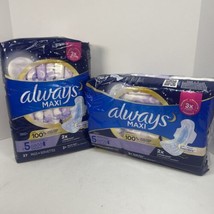ALWAYS Maxi Size 5 Extra Heavy Overnight Pads With Wings 27 Count and 24... - £14.48 GBP